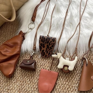 Cute Cartoon Animal Dog Cat Mini Bag Pendant Necklace PU Leather Fabric Alloy Long Sweater Chain For Women Unique Style