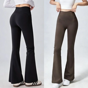 Uitlopende yoga-broek met hoge taille, buikcontrole en thermische fleecevoering voor sport