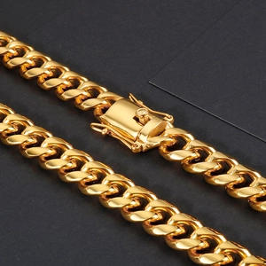Men Stainless Steel Cuban Link Chain Necklace Thick Polished Hip Hop Streetwear Bold Neck Jewelry