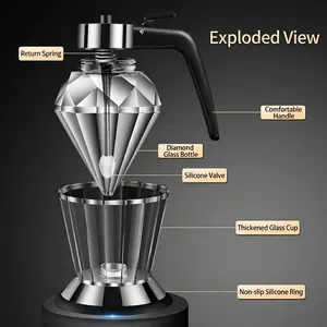 Distributore di olio in vetro diamantato con impugnatura ergonomica e molla in acciaio inox