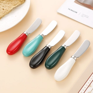 Set di 5 coltelli da burro in acciaio inossidabile con manici colorati in ceramica