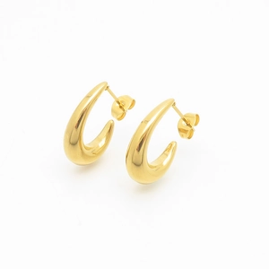 Boucles d'oreilles créoles en acier inoxydable doré avec un design incurvé minimaliste