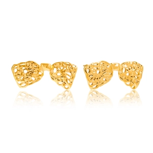 Boucles d'oreilles nœud en acier inoxydable doré 18K avec texture dentelle rétro