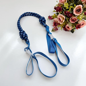 Blue embroidered waterproof nylon tote bag with high-quality braided shoulder strap