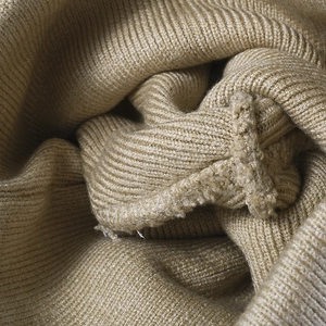 Thick ribbed knit beanie in khaki featuring a warm double-layer wool texture