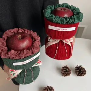 Christmas Gift Wrapping Cloth Knitted Velvet Lamb Wool DIY Materials For Bouquet Apple Packaging Supplies