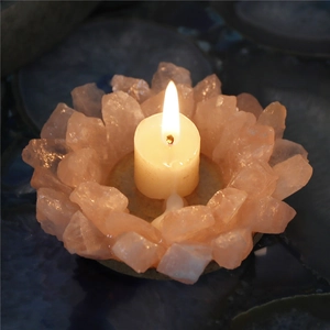 Natural Kristall Kerzenhalter Roh Rosenquarz Amethyst Stein Heimdekoration Hochzeit Ornament Handgefertigt Rustikal Stil