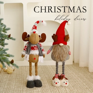 Standing plush Santa gnome and reindeer set for Christmas home decor and window displays
