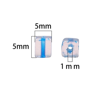 Light blue iridescent 5mm square glass beads with 1mm hole for DIY jewelry making