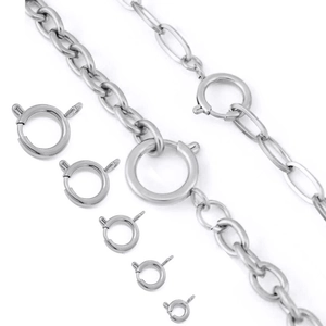 Silver stainless steel spring ring clasps in various sizes for DIY jewelry necklaces