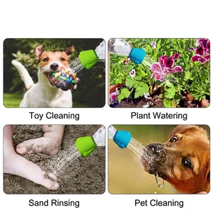 Portable silicone water bottle shower head for pet cleaning and garden watering