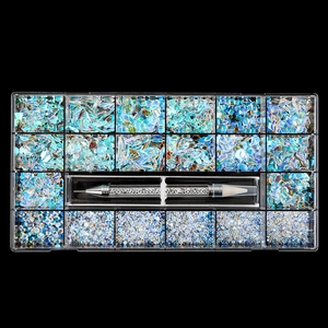 21-grid nail art crystal set with blue rhinestones, storage box, and picker pen