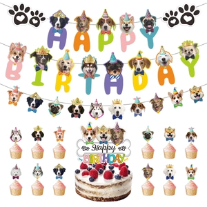 Decorazione Per Festa Di Compleanno A Tema Cane Banner Topper Per Torte Spirali Ornamenti In Carta Colorata Festa Animali
