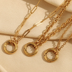 Collana Minimalista In Acciaio Inossidabile Placcato Oro 18K Chiusura A Molla Rotonda Catena Geometrica Gioielli Donna DIY