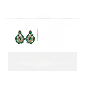 Detailed size chart for oversized teardrop flower earrings with rhinestone accents
