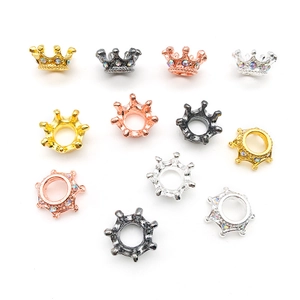 Vintage style crown spacer beads in four plating colors with colorful rhinestones for DIY jewelry