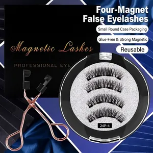 Magnetic False Eyelashes Synthetic Fiber Reusable Glue-Free Natural Dense Lashes With Applicator Tool Case