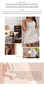 Detail of white satin nightgown with heart print and romantic lace strap accents