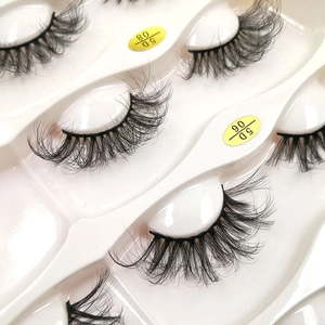 Macro detail of 6D Russian volume false eyelashes in 5D 08 and 06 styles