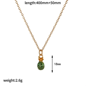 Detail of gold pineapple pendant necklace with 400mm chain length and 18mm height