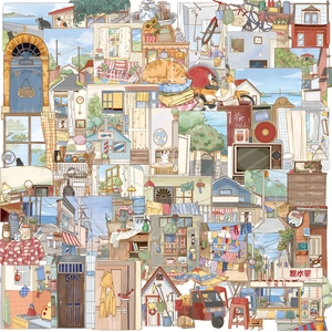 Waterproof Transparent PET Stickers Vintage Daily Life Hand Painted Scenery Scrapbooking Planner Journal Decoration Set