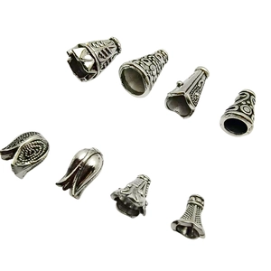 Antique silver alloy flower bead caps and tassel findings for vintage jewelry making