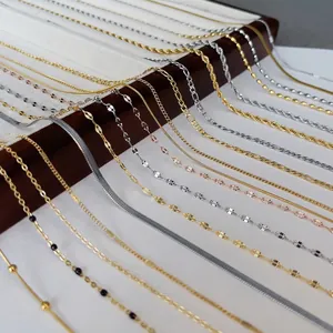 Chain Necklace Titanium Stainless Steel 18K Gold Plated Non Tarnish Minimalist Layering Jewelry For Women Men