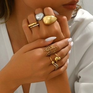 Ring Edelstahl Herzform Geschichtete Geometrisch Vergoldet Zirkonia Verstellbar Modeschmuck Damen