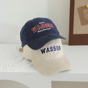 Casquettes de baseball classiques pour enfants avec broderie Wassop bleu et beige