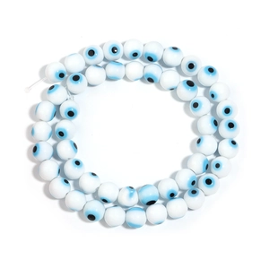 White Millefiori evil eye beads for DIY jewelry making with blue and black accents