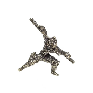 Dynamic Sun Wukong brass statue detail showing intricate armor texture and combat pose