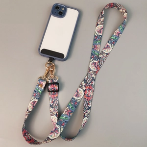 Vintage Ethnic Pattern Phone Lanyard Adjustable Crossbody Shoulder Strap For Women Nylon Woven Phone Chain With Metal Hook
