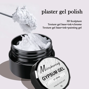 White 3D gypsum nail gel for embossed art and gritty texture designs in 5g pot