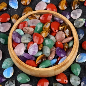 Natural Stone Faceted Teardrop Pendants Crystal Agate Charms DIY Jewelry Making Necklace Earrings Crafting Accessories