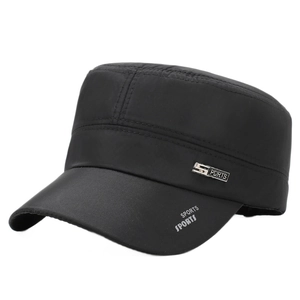 Atmungsaktive flache Herrenmütze aus schnelltrocknendem Stoff mit Sports-Logo