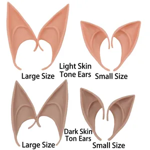 Halloween latex elf ears in light and dark skin tones with large and small sizes