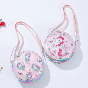 Borsa a tracolla unicorno con paillettes rosa per bambine con dettagli glitterati