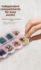 Detailed view of 12-slot clear storage box with separate lids for nail art rhinestones