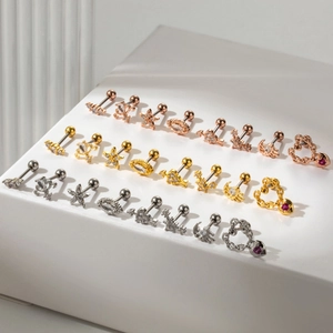 Selection of heart and star stainless steel stud earrings in silver, gold and rose gold