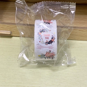 Floral round thank you stickers roll in clear packaging for mailing labels