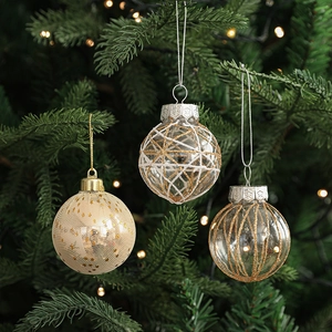 6 Pieces 6cm Christmas Ball Ornaments Set With Glitter Lines Geometric Grid Patterns Modern Plastic Christmas Tree Hanging Decoration For Holiday Party Home