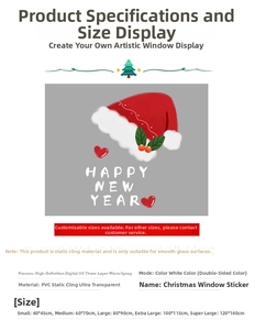 Vue détaillée de l'autocollant de Noël statique en PVC avec impression UV double face