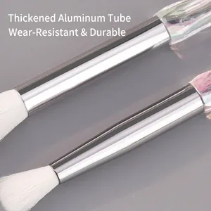 Transparent crystal handle eyeshadow brush with thick aluminum tube and soft white bristles