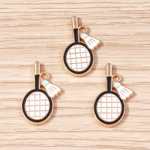 Pendentifs de raquette et volant de badminton DIY avec bordure dorée sur bois