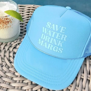 Trucker Hat Mesh Back Adjustable Save Water Drink Margs Print Polyester Sun Protection Summer Outdoor Retro Snapback
