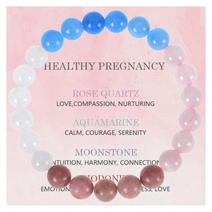 Bracciale Di Perline In Pietra Naturale Quarzo Rosa Acquamarina Pietra Di Luna Rodonite Guarigione Energetica Gioielli Donna