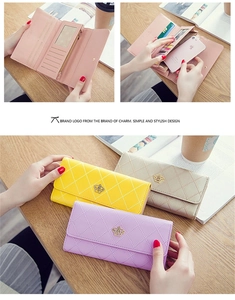 Detailed interior view of quilted women's crown wallet with card slots and phone pocket