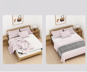 Comparison showing bed sheet grippers keeping pink bedding perfectly neat and in place