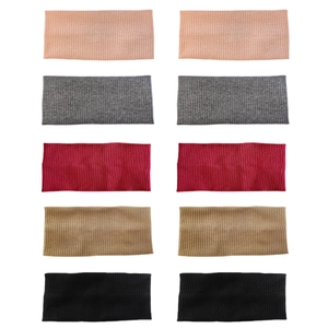 Set of 10 solid color elastic knitted headbands for sports and daily hair styling