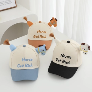 Casquettes de baseball enfant cheval de dessin animé avec crinière en peluche et broderie